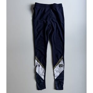 UNDER ARMOUR Notre Dame Leggings Womens Medium Zip Up Leg Blue 26.5"‎ Inseam